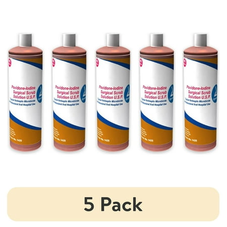 (5 pack) Surgical Scrub Dynarex, First-Aid Antiseptic, 16 oz.. Bottle, 7.5% Povidone Iodine | 1 Bottle