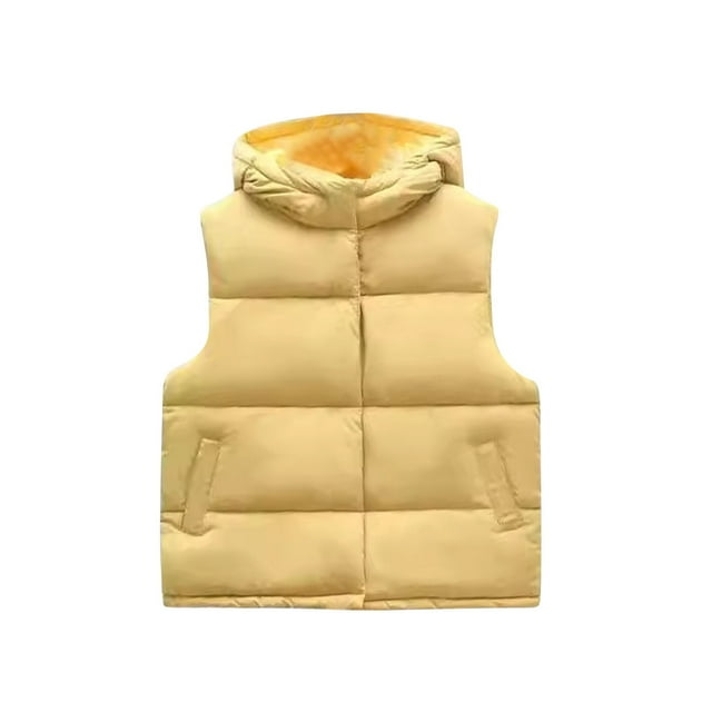 Posijego Veste de Neige pour Enfants pour Garçons Filles Doudounes à Capuche Gilets d'Hiver Chauds Sans Manches Manteaux d'Extérieur