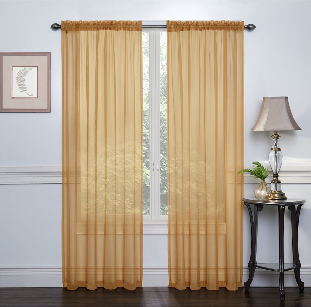 Solid Sheer Ultra Luxurious High Thread Faux Linen Voile Window Curtain Sets, 