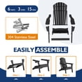 thumbnail image 3 of Pipopa Folding Adirondack Chair Set of 2 with Cup Holder,HDPE All Weather Outdoor Fire Pit Chair for Patio,Poolside,Garden,Black, 3 of 9