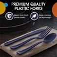 thumbnail image 2 of Exquisite 200-Count Navy Blue Plastic Disposable Forks, 4-Pack, 2 of 8