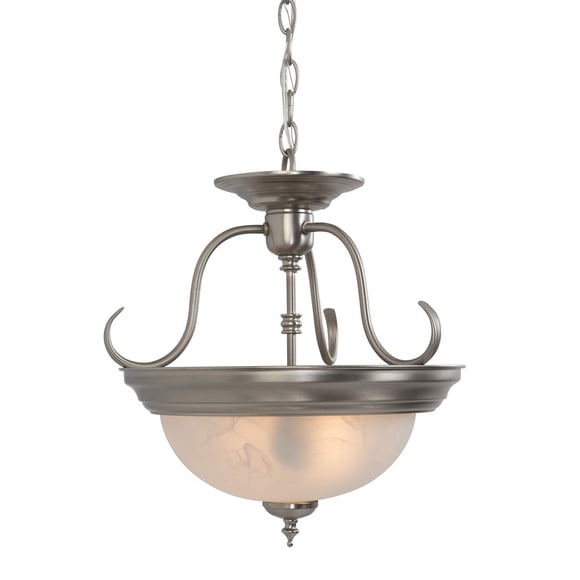 Yosemite Home Decor 2 Lights Semi-Flush Mount in Satin Nickel