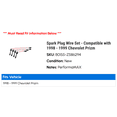 thumbnail image 2 of Spark Plug Wire Set - Compatible with 1998 - 1999 Chevy Prizm, 2 of 2