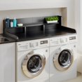 thumbnail image 4 of HomePerch 54" Washer Dryer Countertop with Storage Shelf, Double Layer Laundry Wood Shelf Topper with Edge, Over Washer & Dryer Organizer, Black, 4 of 6