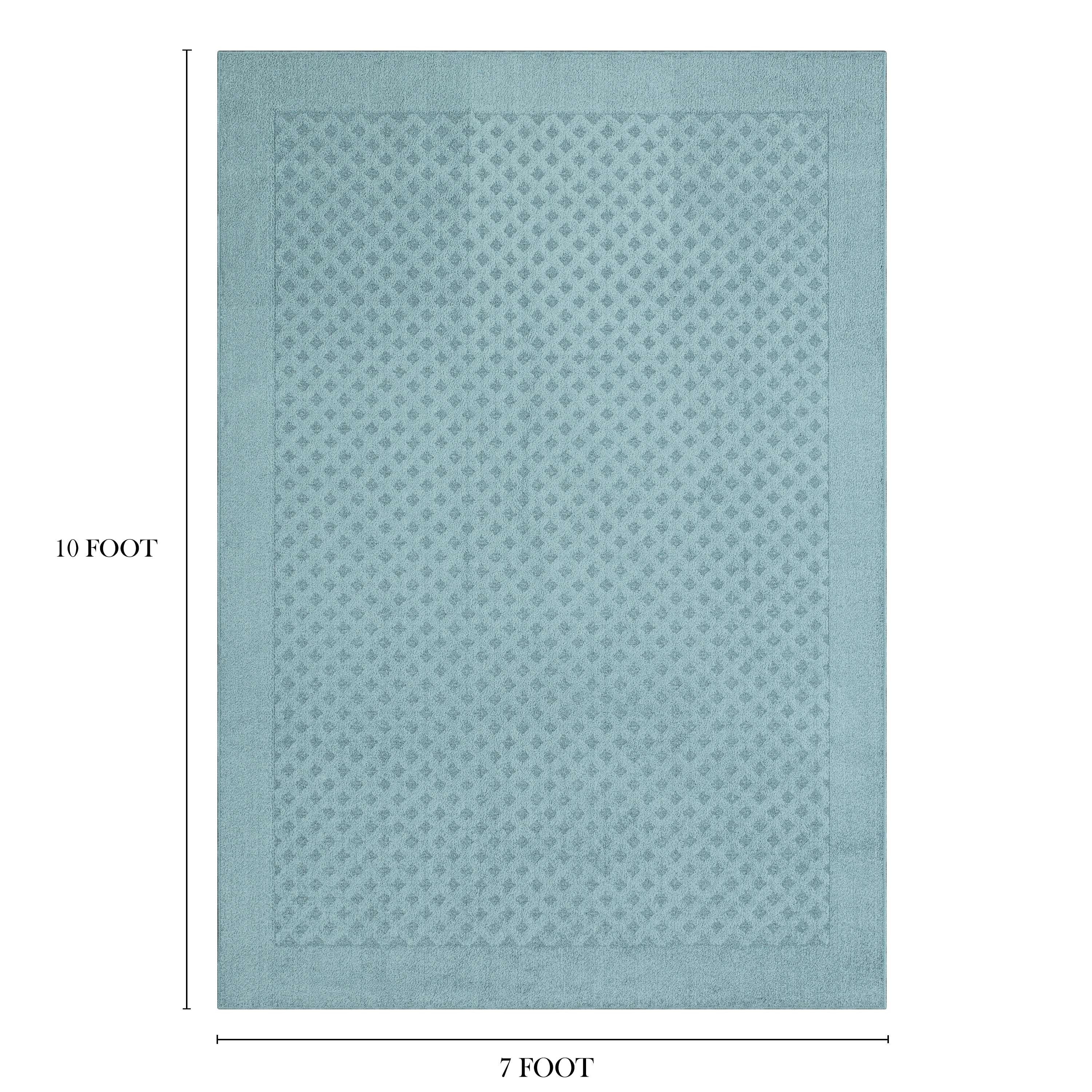 Mainstays Dylan Solid Diamond Traditional Blue Indoor Area Rug, 7' x 10'