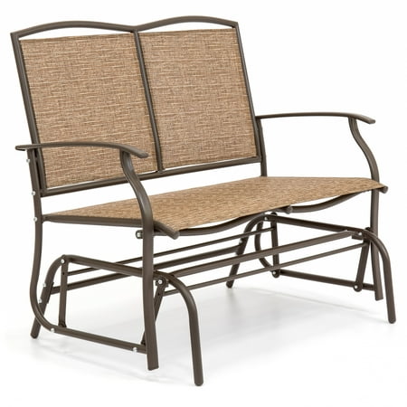 Best Choice Products 2-Person Patio Loveseat Glider Bench Rocker for Deck, Porch - Brown