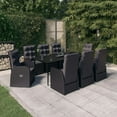 thumbnail image 1 of vidaXL 9 Piece Garden Dining Set with Cushions Black, 1 of 5