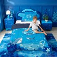 thumbnail image 4 of meiyoeat Watercolor Ocean Animal Shark Twin Comforter Sets For Boys,Under The Sea Themed Monogram S Bedding Set,Navy Blue Reversible,2pcs,1 Comforter and 1 Pillowcase, 4 of 7