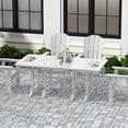 thumbnail image 6 of WestinTrends Malibu Outdoor Dining Table for 6, All Weather Poly Lumber Adirondack 71" Trestle Long Dining Table with Umbrella Hole, White, 6 of 7
