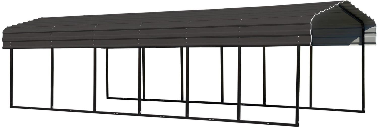 Steel Carport 10 x 29 x 7 ft. Galvanized Black/Charcoal