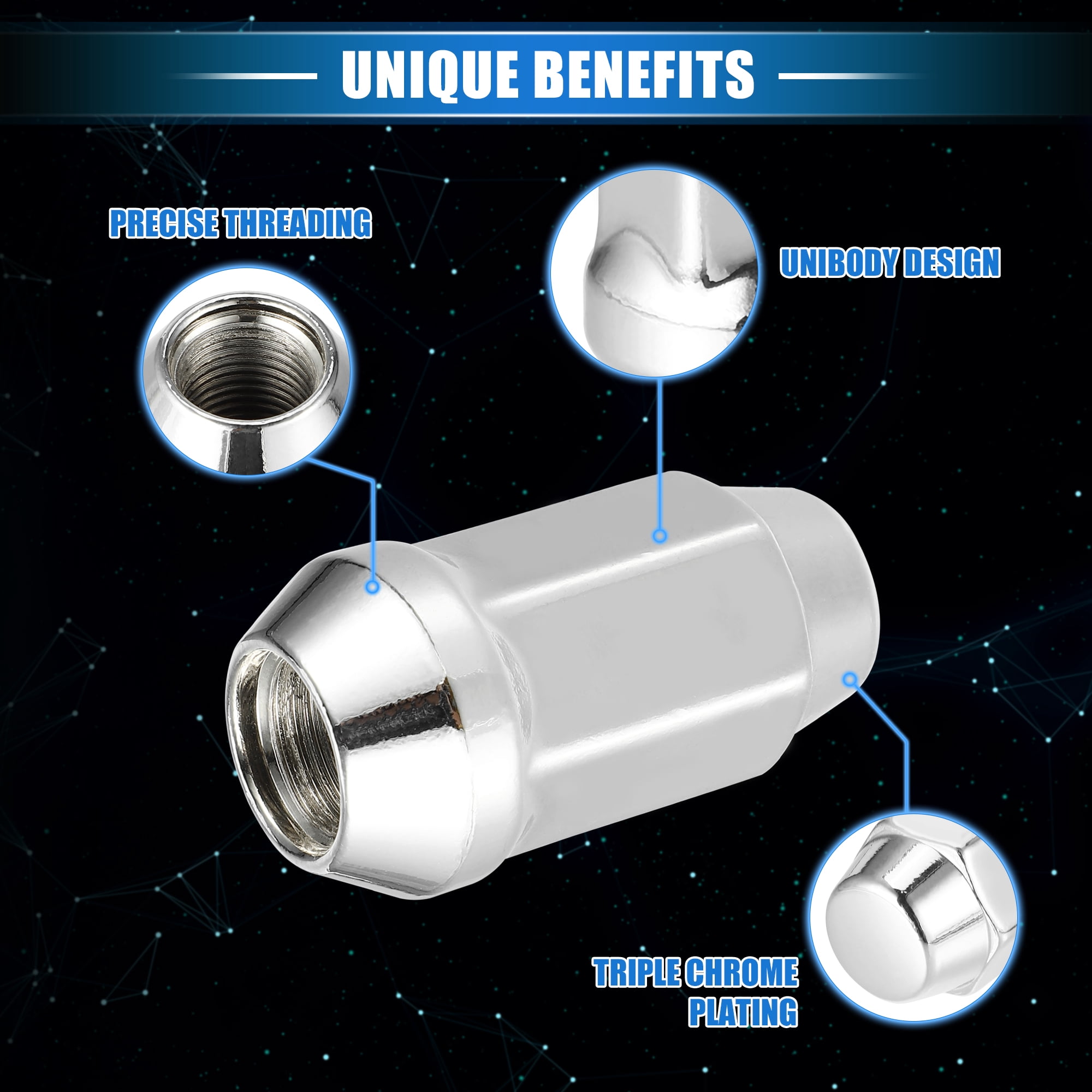 10 Pcs Wheel Lug Nuts Compatible for Ford Explorer for Lincoln MKS 1/2-20 Silver Tone Tire Lugnuts