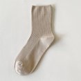 thumbnail image 2 of Womens Cute Crew Socks Casual Athletic Aesthetic Socks Neutral Cotton Socks for Long Flights Office Meetings Ribbed Texture with Earth Tone Palette and Mid-Calf Height Khaki, 2 of 5