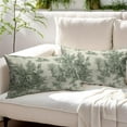 thumbnail image 6 of Green Toile Lumbar Pillow Covers 12x20 Inch Set of 2 Olive and Beige French Country Cotton Linen Decorative Throw Pillow Case Cottage Vintage Cushion Cover for Bedroom Sofa Living Room Home Decor, 6 of 6