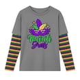 thumbnail image 4 of KHONTS Kids Mardi Gras Shirt Boys Girls Tuesday Tshirt Carnival Party Long Sleeve Tops,Size 2-12 Years Grey 130, 4 of 5