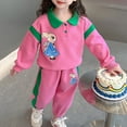 thumbnail image 4 of Zwiiyzr 2024 Girl's Sweaters Set 2 Piece Outfits Button Down Pattern Long Sleeve Pullover Pants Clothes Set Girls Sweatshirt for 2-10 Years Pink, 4 of 9