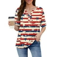 thumbnail image 3 of Women Tops, T Shirt 4Th Of July Button Short Sleeve Daily Weekend Basic V Neck Regular Top Summer Crop Date Night Tops For Tie Front Tops Peasant Dress Shirts Tops Shirts (S, Watermelon Red) ZMTing, 3 of 3