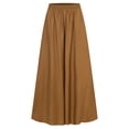 thumbnail image 2 of Pantalones de mujer Irfora Pantalones de piernas anchas de verano para mujer, pantalones largos sólidos con cintura elástica, pantalones casuales transpirables para vacaciones, caqui XL Irfora Pantalones de mujer, 2 of 5