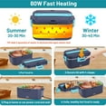 thumbnail image 6 of Electric Lunch Box Food Heater, 80W Heated Lunchbox for Adults, Portable Food Warmer with 1.8L Stainless Steel Container/Fork/Spoon for Car Office School, 2 Compartments with Carry Bag 12V-24V 110V, 6 of 9