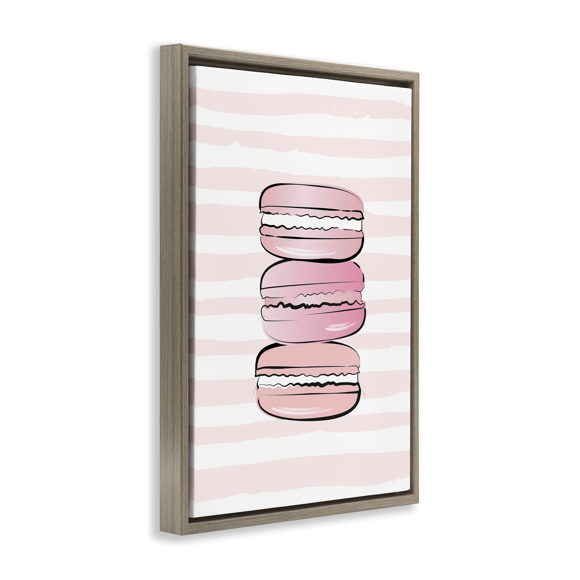 Stupell Industries Blush Pink Macarons Food & Beverage Painting Brown Floater Framed Art Print Wall Art, 17 x 25