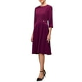 thumbnail image 2 of INSPIRE CHIC Women's Elegant A-Line Dress Crew Neck 3/4 Sleeve Wear to Work Fit and Flare Dresses S Purple, 2 of 5