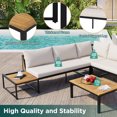 thumbnail image 3 of Patio Furniture Set, 4 Pieces Outdoor Sofa Set with Loveseats , Waterproof Cushions, Patio Furniture with Durable Iron-Wood Design for Garden, Backyard, Poolside (Beige), 3 of 9
