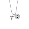 thumbnail image 2 of Delight Jewelry Silvertone SLP Caduceus - Silvertone Script Initial Disc - V - Charm Necklace, 20"+3", 2 of 4