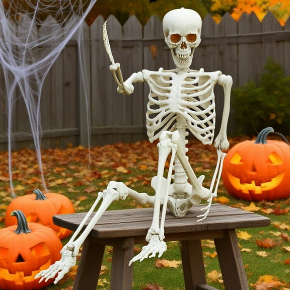 Thehsnt Halloween Poseable Skeleton - Life Size 5.4FT Plastic Party Prop