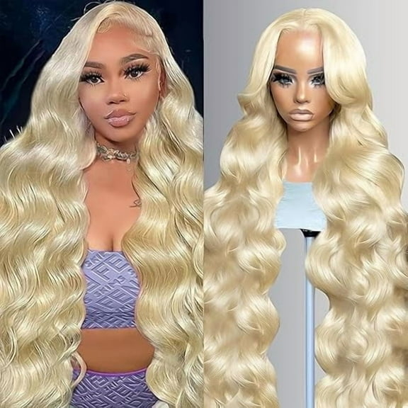 WAQI 13x4 Lace Front Wig Human Hair 200 Density 24 Inch Body Wave 613 Blonde Wig Human Hair 13x4 200 Density HD Lace Front Wigs Human Hair Blonde Pre Plucked for Women