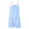 thumbnail image 5 of Loose Fit Solid Color Overalls,Women Overall Shorts Summer Rompers Baggy Overalls Short with Pockets, 5 of 5
