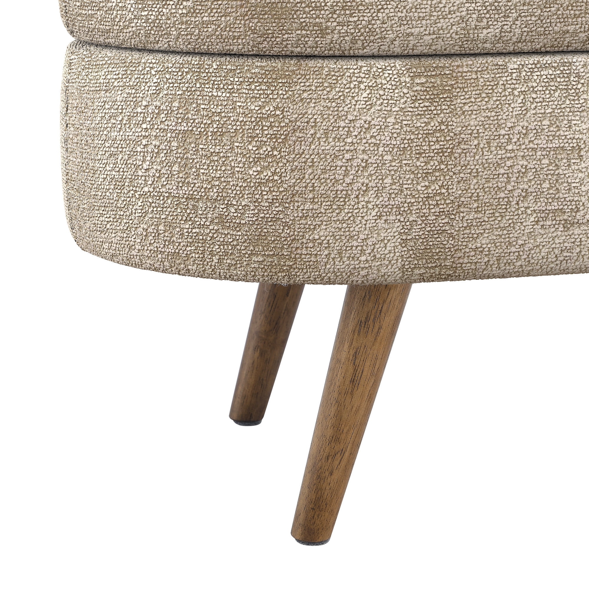 BSHTI Ottoman Oval Storage Bench,Rubber Wood Legs,Storage Bench with Cylindrical Arms and Iron Legs for Hallway Living Room Bedroom