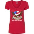 thumbnail image 3 of Inktastic Memorial Day Never Forget Our Heroes Bald Eagle Women's V-Neck T-Shirt, 3 of 5
