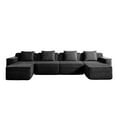 thumbnail image 4 of Newest Modular 4 Seat U Shape Sectional Boneless Sofa, Cloud Sectional Couch,Deep Seat, Modern Modular 4-Seat Sofa Couch,Throw Pillows,2 Movable Ottomans, Corduroy Fabric Black, 4 of 11