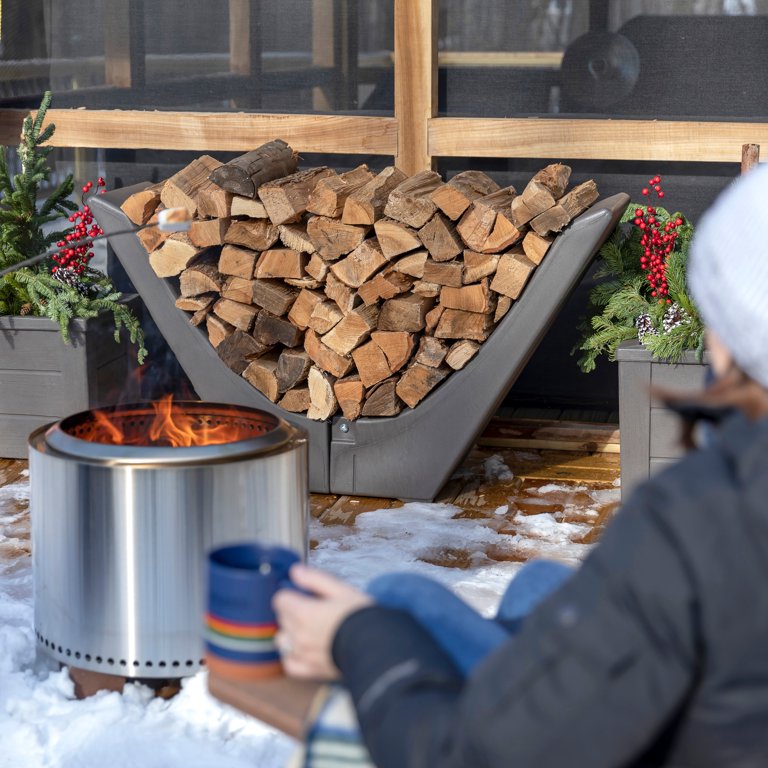 Step2 Longhorn Firewood Rack Plastic Indoor Outdoor Log Holder 27H x 58W  - Walmart.com