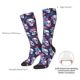 thumbnail image 5 of Picia Women Crew Soft Moisture-wicking Socks Skull flower blue Pattern Design Cotton Socks, One Size fit All, 5 of 9