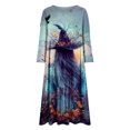 thumbnail image 4 of Qiopertar Vente de Liquidation Robe Mi-Mollet à Manches Courtes Col Rond Imprimé Mode pour Femmes Offres de la Semaine Moins de 5$, 4 of 7