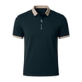 thumbnail image 6 of DPTALR Men's Casual Contrast Trim Short Sleeve Button Polo Shirt,Navy,Big Men's,Tall Men's L,Young Men's T-shirt, 6 of 7