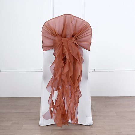 

BalsaCircle 6 Terracotta Premium Solid Curly Chiffon Chair Sashes Slipcovers
