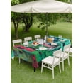 thumbnail image 5 of 60x84 Inch Outdoor Tablecloth with Umbrella Hole Zipper Rectangle Abstract Green Rectangular Tablecloths Outside Waterproof Painting Buildings Geometric Color Block Patio Table Cover for Picnic Party, 5 of 8