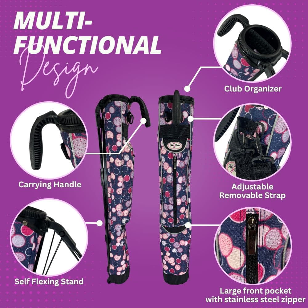 Women's Ultralight Sunday Bag | Taboo Fashions Stand Bag | Range Bag, Par 3, Executive Course | Self Flexing Stand, Adjustable Strap (Poppin' Bottles)