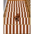 thumbnail image 2 of Burnt Orange Stripes Stair Treads for Wooden Steps Indoor Runner Rug Carpet, Farmhouse White Simple Vertical Striped 10 Pieces Peel and Stick Staircase Step Treads Covers Washable Door Mats 30"x8", 2 of 5