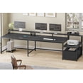 thumbnail image 7 of L Shaped Gaming Desk, Home Office Desk with File Drawer & Power Outlet, Gaming Desk with LED Lights, Corner Computer Desk, Black, 7 of 7