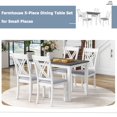 thumbnail image 4 of Rustic Minimalist Dining Table Set with 4 Upholstered X-Back Chairs, 5 Piece Dining Room Table Set with Tapered Legs, Wooden Table & Upholstered Chair for Kitchen Small Places(Gray), 4 of 9