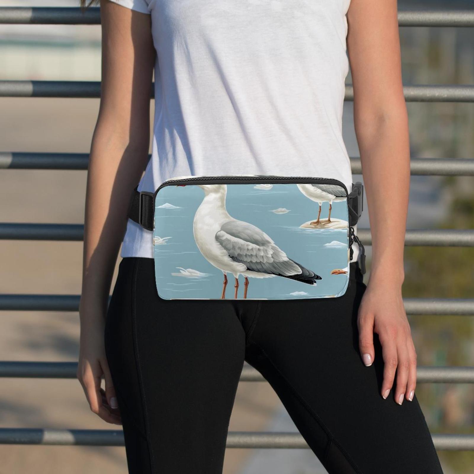 Seagull Adjustable Lightweight Waist Bag Fanny Pack Crossbody Bag with Extension Strap Unisex