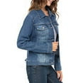 thumbnail image 2 of JuicyTrendz Women’s Classic Denim Jacket Mid Blue M – Button-Down, Long Sleeve, Stylish Outerwear Stretch Jean Jacket, 2 of 6