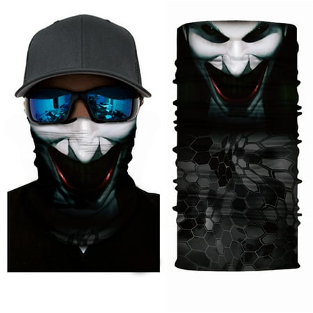 Skull Motorcycle Mask Moretek 3D Skull Neck Scarf Face Shield Mask, Outdoor Seamless Head-wear Motorcycle Wrap Scarf Halloween Mask ()