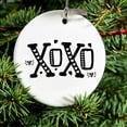 thumbnail image 2 of DistinctInk Hanging Ceramic Christmass Tree Ornament with Gold String - Great Gift / Present - 2 3/4 inch diameter - XOXO Black Hearts Valentine, 2 of 2