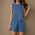 thumbnail image 2 of TTUHYWXI Summer 2 Piece Sets for Women Sleeveless Tank Top Matching Shorts Sets Trendy Striped Sweatsuits Vacation Beach Outfits (Blue, XL), 2 of 5