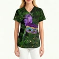 thumbnail image 3 of Garbnen Womens Scrub Tops Mardi Gras Stretch V Neck Short Sleeve Workwear Nursing Uniforms with Pocket Carnival Fat Tuesday Top Shirt S-5xl, 3 of 4