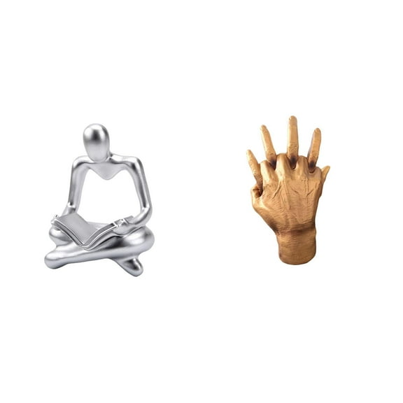 2 Pieces Abstract Thinker Figurine Human Collectable Resin Material for Living Room Bedroom Office Shelf Decor Lovers