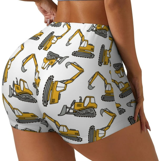 Fotbe Funny Excavator Shorts Sin Costuras – Shorts Deportivos de Cintura Alta para Mujer, Elásticos para Gimnasio, Yoga, Running o Ciclismo-Large